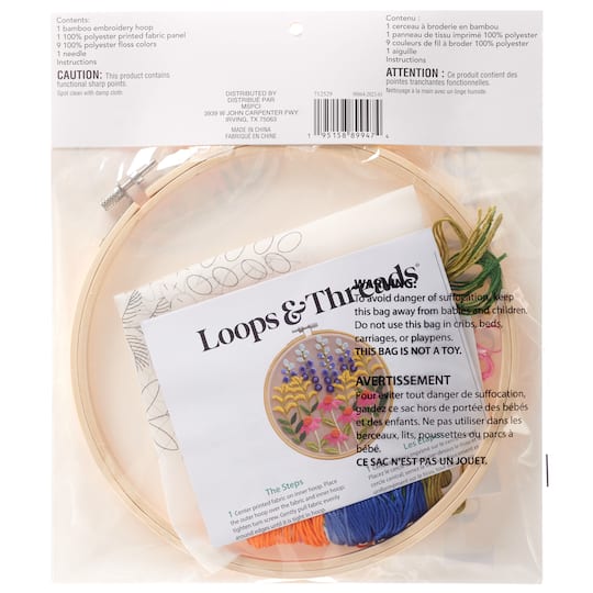 8" Wildflowers Stamped Design Embroidery Kit by Loops & Threads®